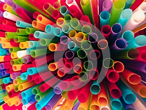 Abstract a colorful of plastic straws