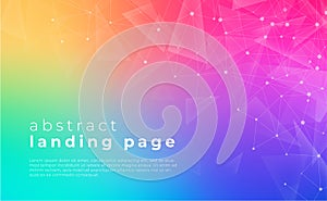 Abstract colorful polygonal background, Digital technology banner blue pink background concept with technology line light effects