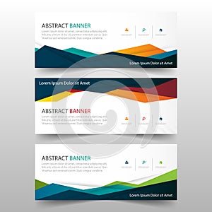 Abstract Colorful polygonal banner template, horizontal advertising business banner layout template flat design set