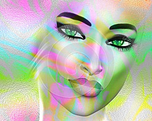 Abstract Colorful pop art image of a woman`s face