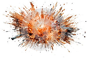 Abstract colorful powder explosion. Paint or cosmetics burst on white background. Generated AI.
