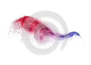 Abstract colorful powder wave splash on a white background.