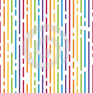 Abstract colorful rainbow dash line vertical stripes pattern samless background vector design