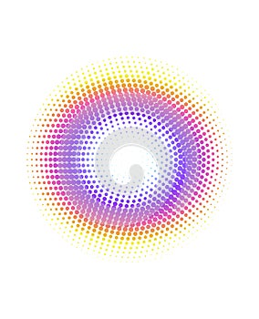 Abstract colorful rainbow halftone circle dots pattern background.