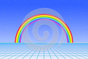 Abstract Colorful Rainbow with Laser grid Landscape Gackground