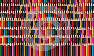 Abstract colorful rainbow sharpen pencils background pattern. Rainbow pattern backdrop. High resolution many colors various vertic