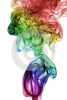 Abstract Colorful Rainbow Smoke isolated on white background.