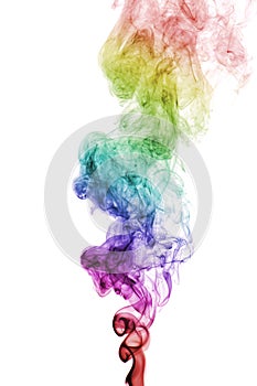 Abstract Colorful Rainbow Smoke isolated on white background.