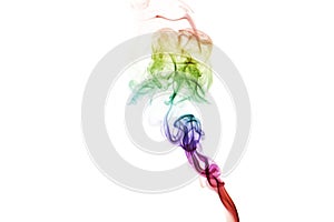 Abstract Colorful Rainbow Smoke isolated on white background