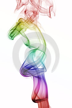 Abstract Colorful Rainbow Smoke isolated on white background