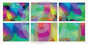 Abstract colorful random shapes background template set.