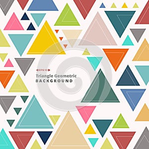 Abstract colorful retro triangle pattern shapes geometric background.