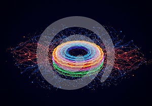 Abstract Colorful Ring of Light Particles