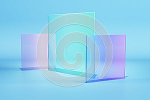 Abstract colorful round glass on light background. Decor and design banner concept. 3D Rendering