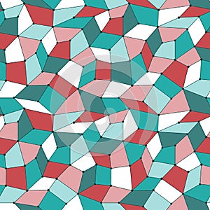 Abstract colorful seamless pattern. Geometric polygonal grid with circles in nodes.