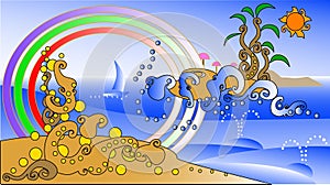 Abstract colorful seascape