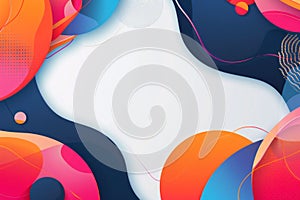 Abstract colorful shapes on blue background with white space