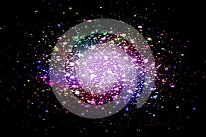 Abstract colorful shining firework on black rectangular background