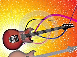 Abstract colorful shiny red guitar