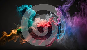 Abstract colorful of smoke background, neon light through smoke or fog, lighting in the dark scene, multi colored of cloud, mist,