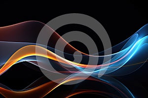 Abstract colorful smoke waves on black background with copy space for your text