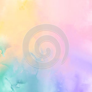 Abstract colorful soft watercolor background with vibrant colors - yellow, green, blue, purple and pink.