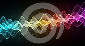 Abstract Colorful Sound Wave Visualization with Particles and Gradient Background audio music
