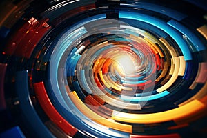 Abstract colorful spinning surface in motion blur background