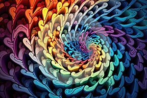 Abstract colorful spiral fractal, Spiral Nautilus Shell, Golden Ratio Symbol, AI Generative