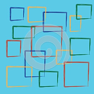 Abstract colorful square on blue background
