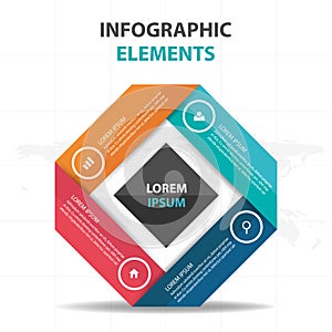 Abstract colorful square business Infographics elements, presentation template flat design vector illustration for web design