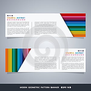 Abstract of colorful stripe lines pattern banner desien with white space of text