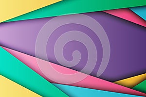 Abstract colorful stripes overlapping layer with paper style background. Vector