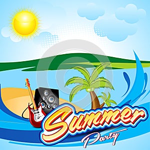 Abstract colorful summer background with water wave