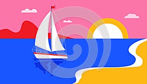Abstract colorful summer banner background with sea landscape