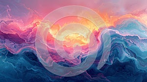 Abstract colorful sunset sky - generative ai photo