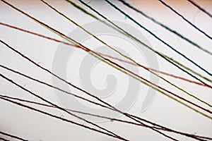 Abstract of colorful threads on white background