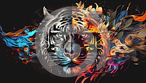 Abstract colorful tiger