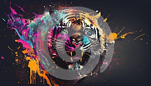 Abstract colorful tiger collage