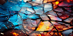 Abstract colorful translucent crystal background. Texture of broken glass or stained glass. Colorful bright wallpaper