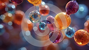 abstract colorful translucent molecular liquid structures