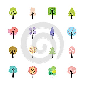 Abstract colorful tree icon set, vector eps10