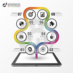 Abstract colorful tree. Timeline infographic template. Vector