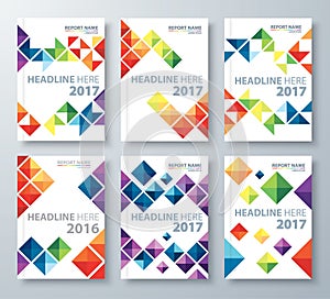 Abstract colorful triangle background set.