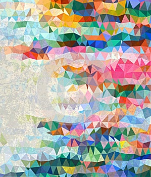 Abstract colorful triangles with gray grudge texture