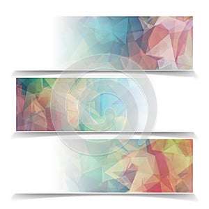 Abstract Colorful Triangular Polygonal banners set