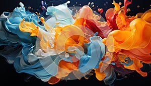 Abstract colorful underwater flower in motion, vibrant liquid fractal celebration generated by AI