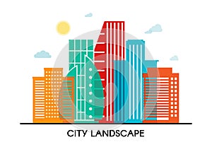 Abstract colorful vector poster whith transparent building city illustration on white background. Eps 10 vector. photo