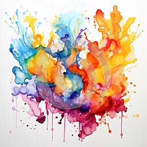 Abstract colorful watercolor splash, generate by AI