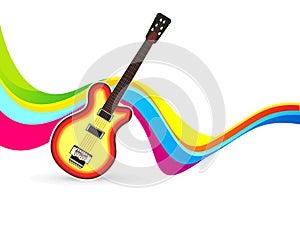 Abstract colorful wave background with guitar